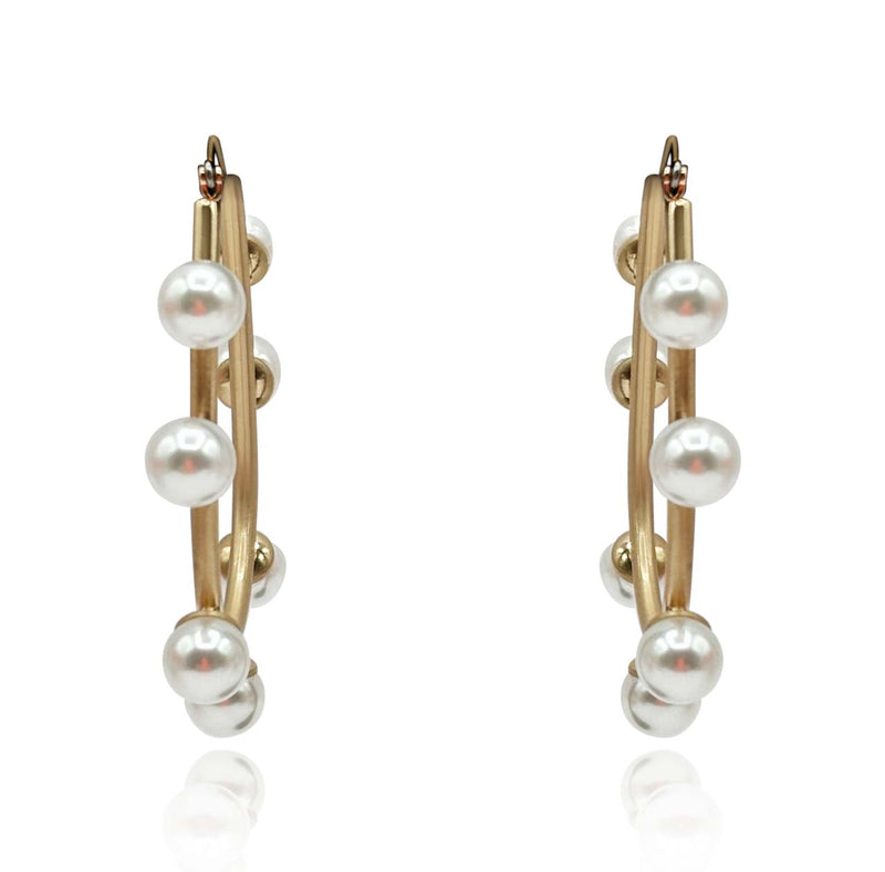 Gold And Pearl Hoop Earrings