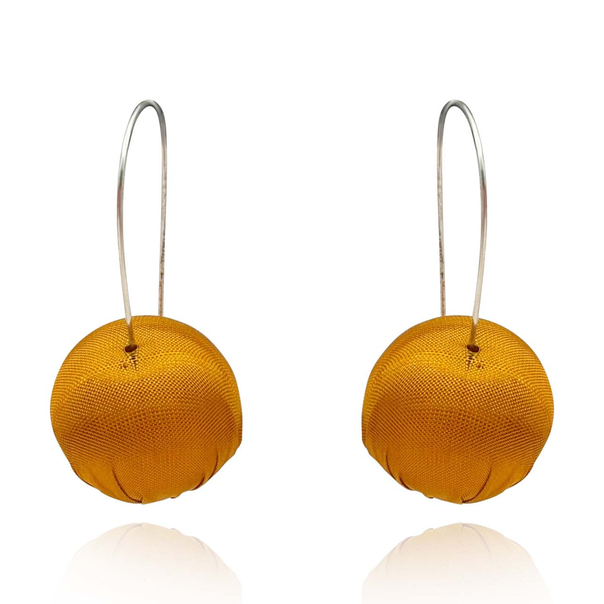 Mustard Silk Ball Earrings