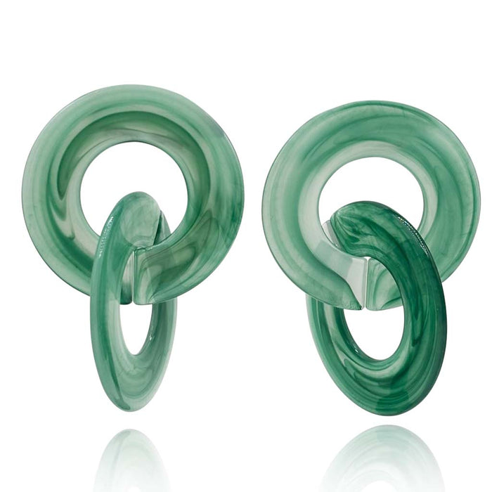 Double Jade Resin Interlocking Hoops