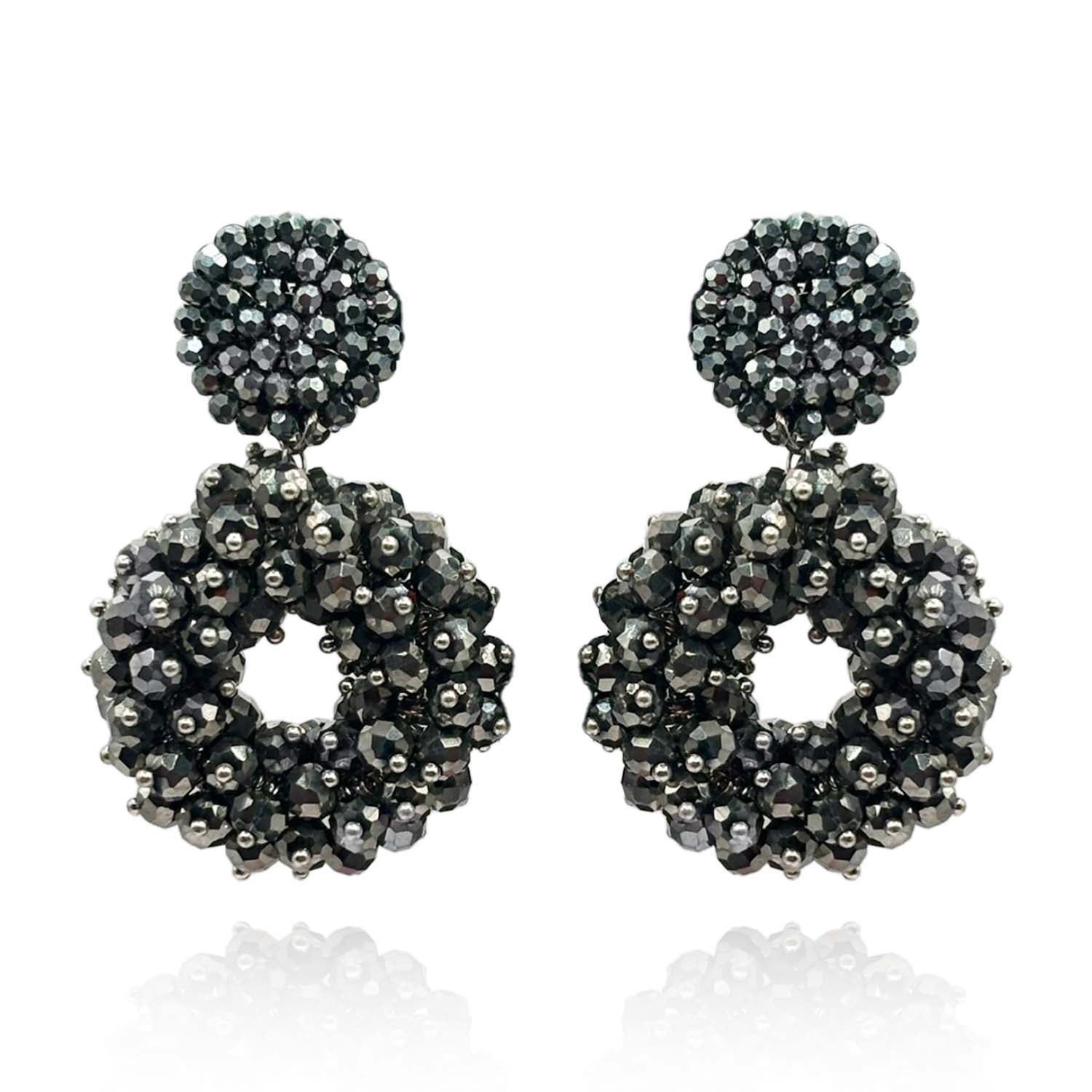 Pendientes colgantes con cuentas facetadas de vidrio hematita Isabetta