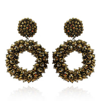 Gold Glass Faceted Bead Clip On Drop Earrings