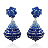 Sapphire Faceted Bead Clip On Drop Earrings