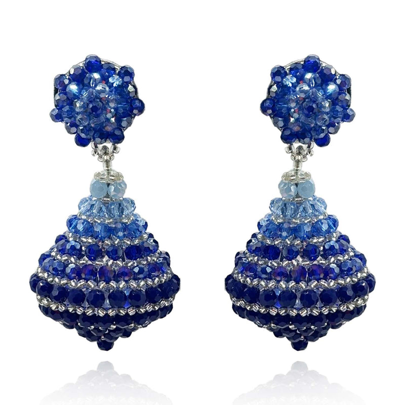 Sapphire Faceted Bead Clip On Drop Earrings