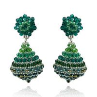 Emerald Faceted Bead Clip On Drop Earrings