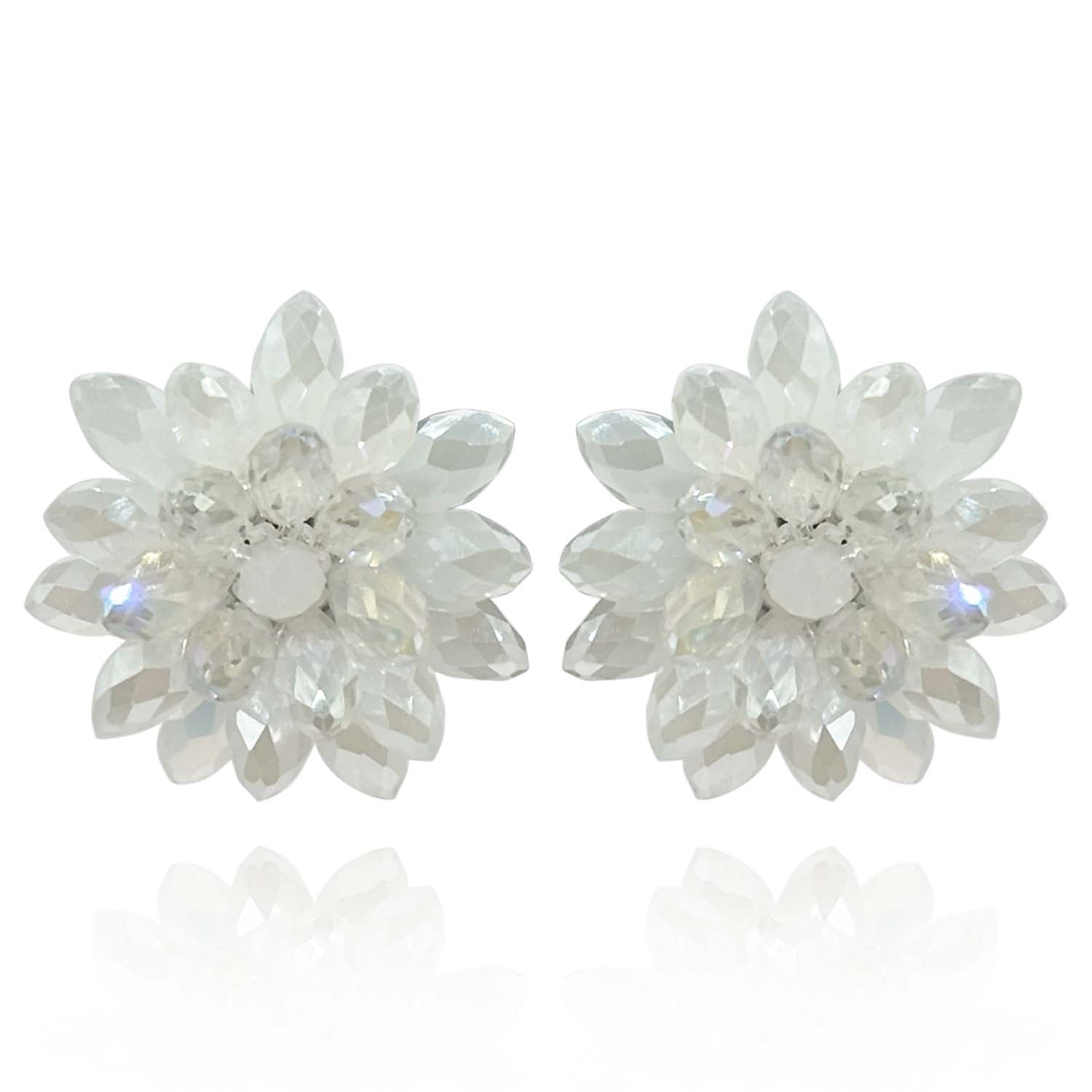 Pendientes de clip con cuentas de cristal facetadas y aurora boreal de Jessamine