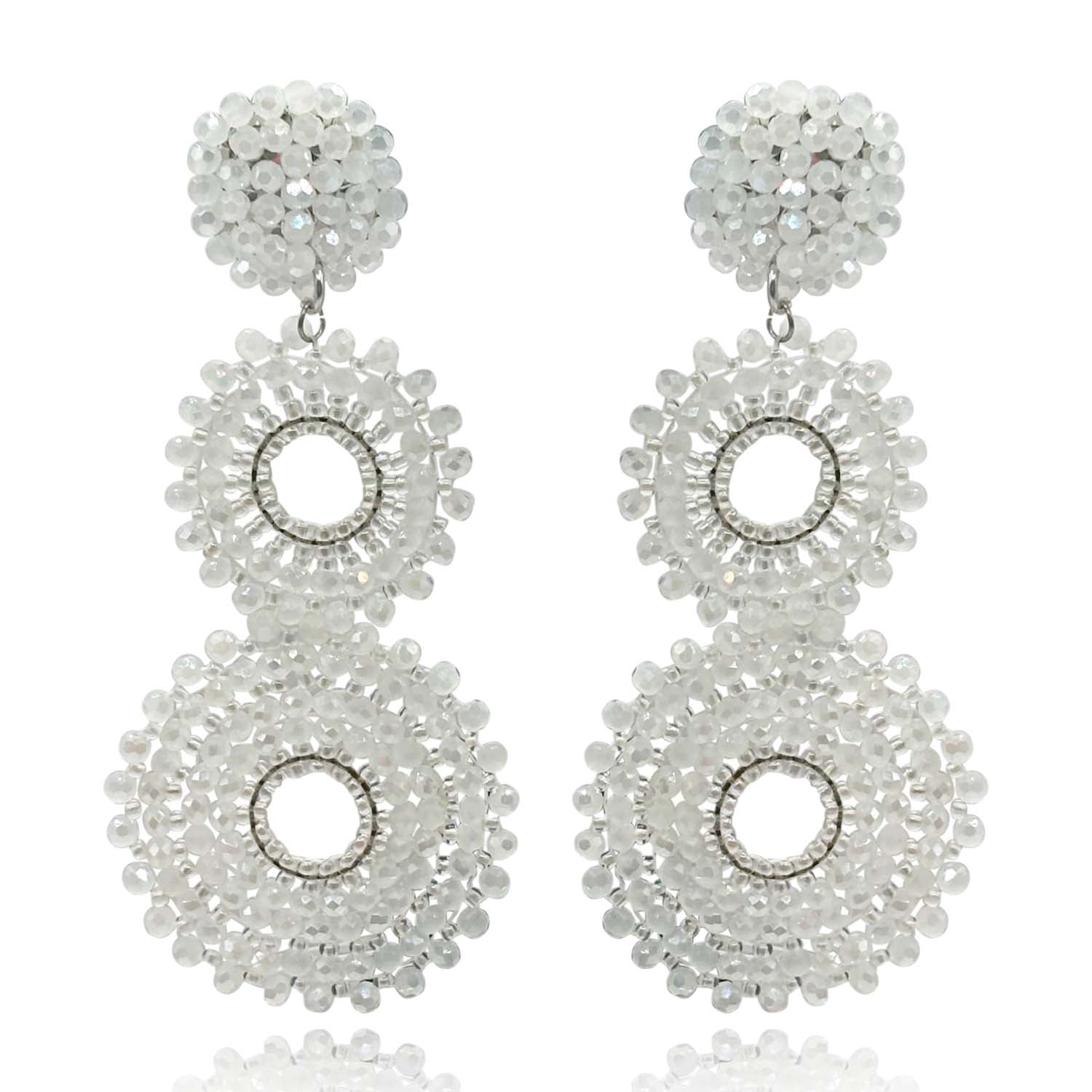 Pendientes colgantes estilo bohemio con clip de cristal Aurora Borealis de Janine White