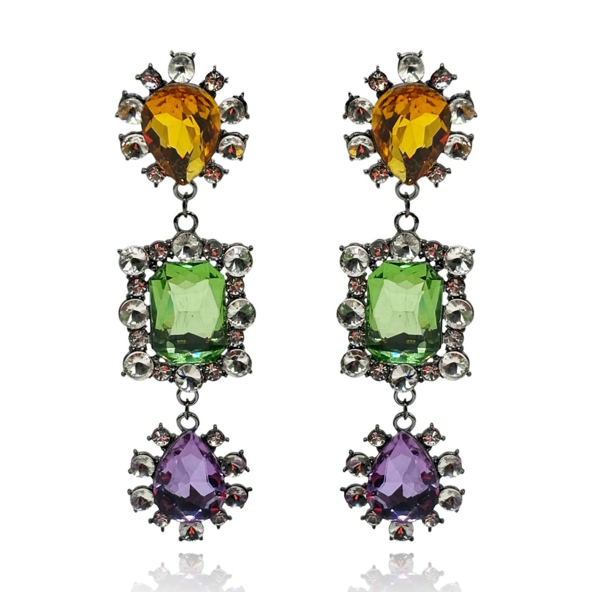 Showstopper Topaz & Peridot & Light Amethyst Drop Earrings