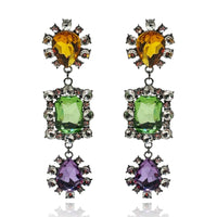 Showstopper Topaz & Peridot & Light Amethyst Drop Earrings