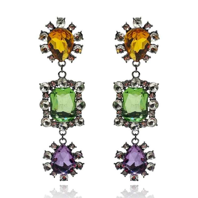 Showstopper Topaz & Peridot & Light Amethyst Drop Earrings