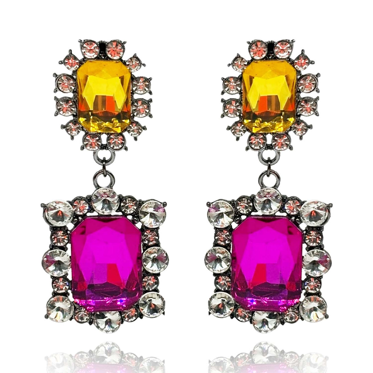 Grand Topaz And Fuschia Drop Earrings