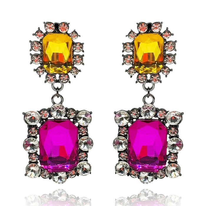 Grand Topaz And Fuschia Drop Earrings