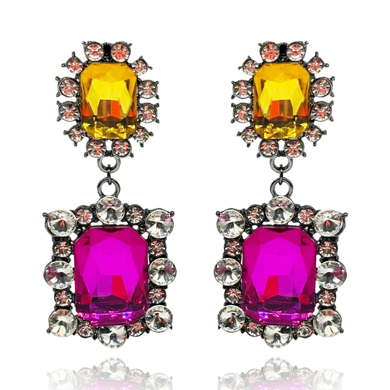 Grand Topaz And Fuschia Drop Earrings