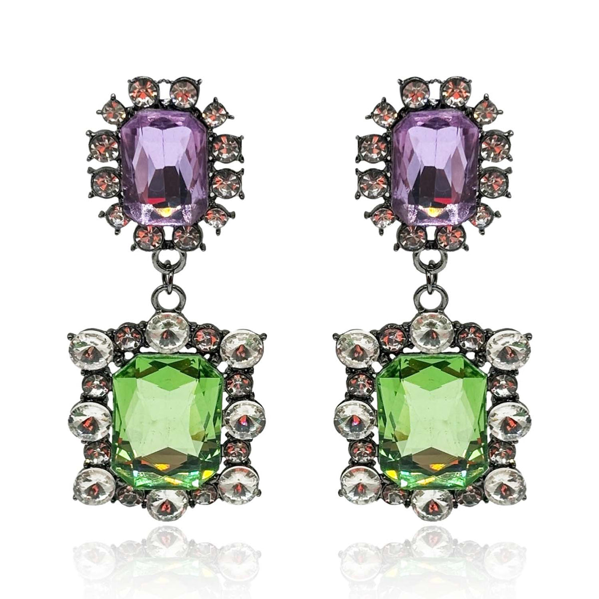 Grand Light Amethyst & Peridot Drop Earrings