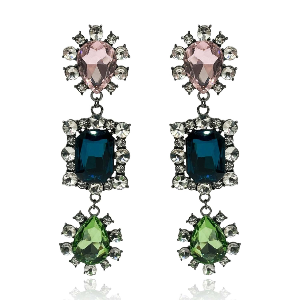 Showstopper Peridot & Sapphire & Rose Drop Earrings