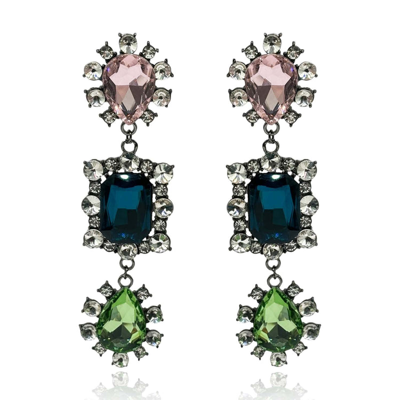 Showstopper Peridot & Sapphire & Rose Drop Earrings