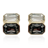 Crystal And Black Diamond  Double Stone Clip Earrings