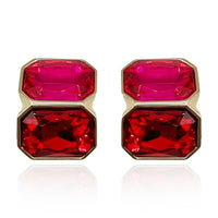 Fuschia And Ruby Double Stone Clip Earrings