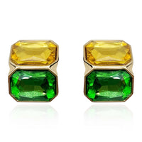 Topaz And Emerald Double Stone Clip Earrings