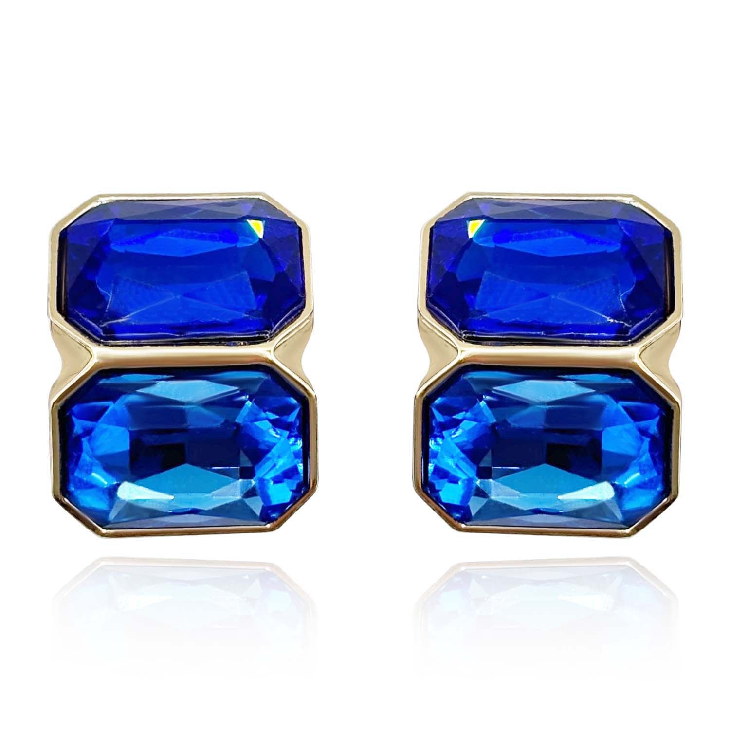 Pendientes de clip Leonarda de zafiro y zafiro claro