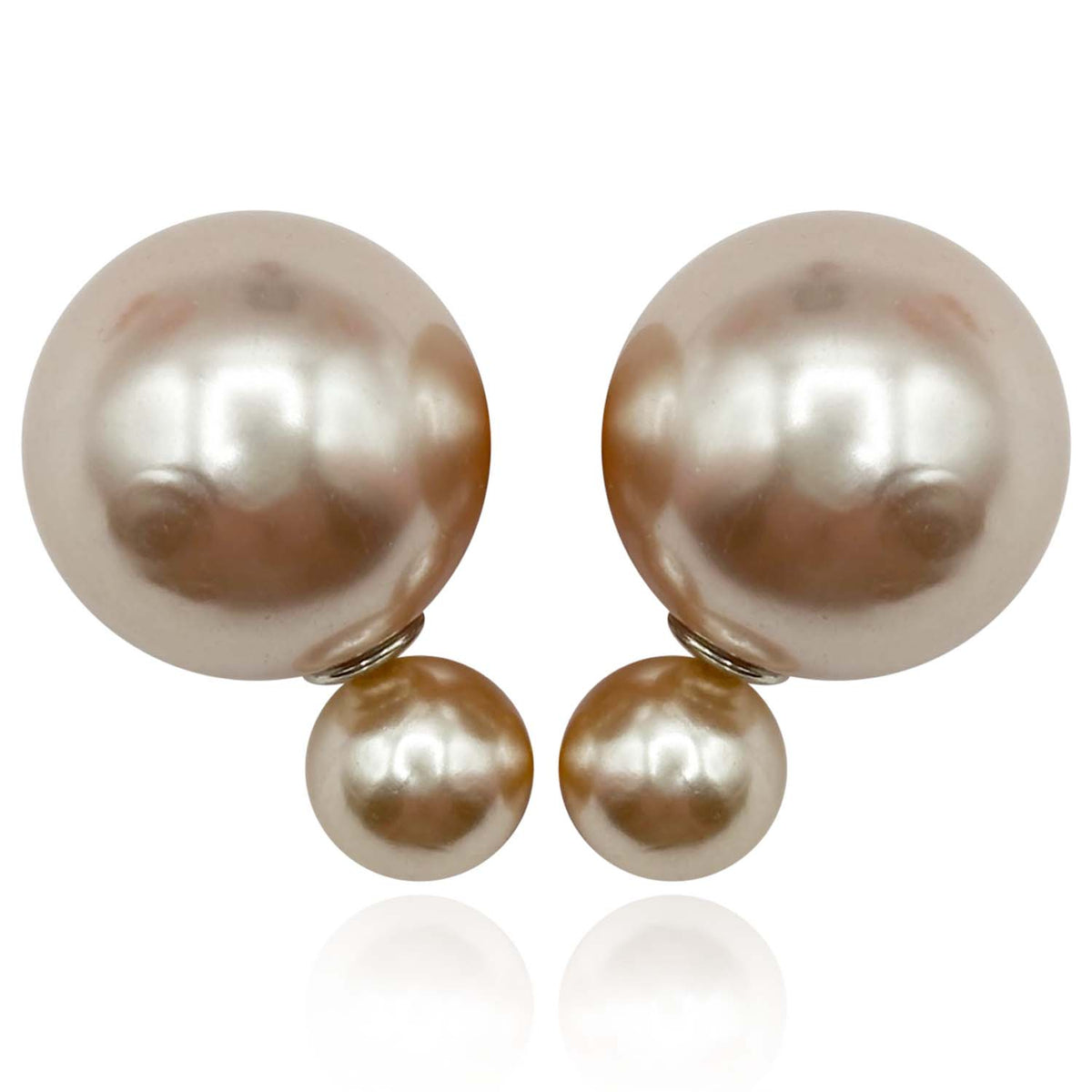 Champagne Pearl Double Ball Earrings