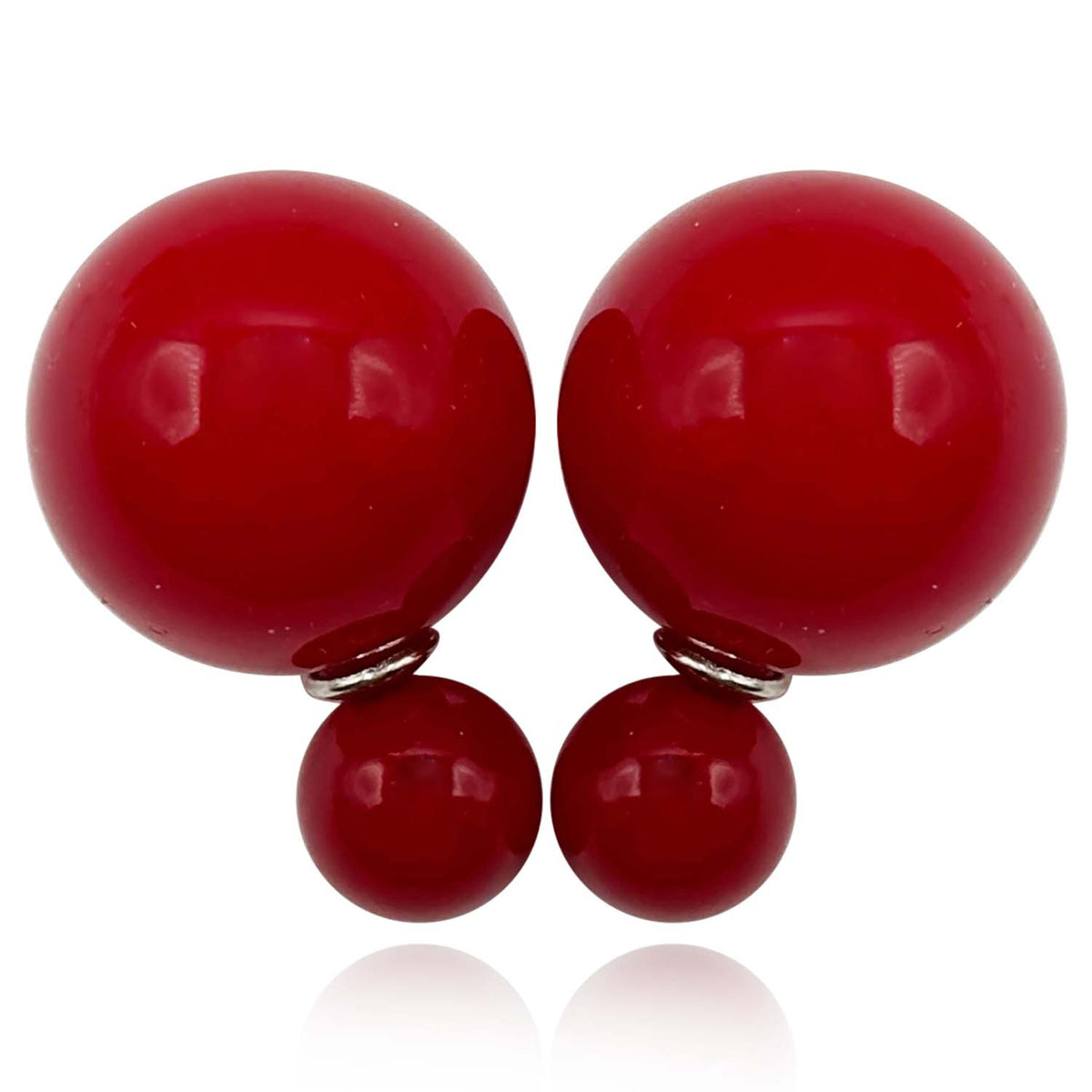 Double Ball Brick Red Double Ball Earrings