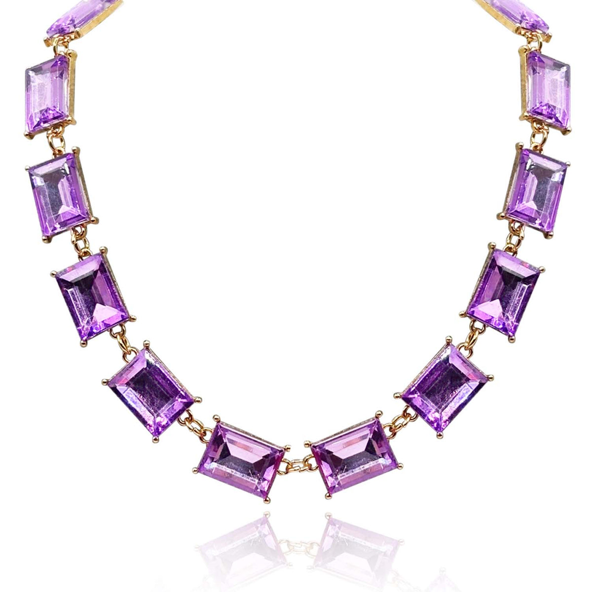 Light Amethyst Crystal Octagon Necklace