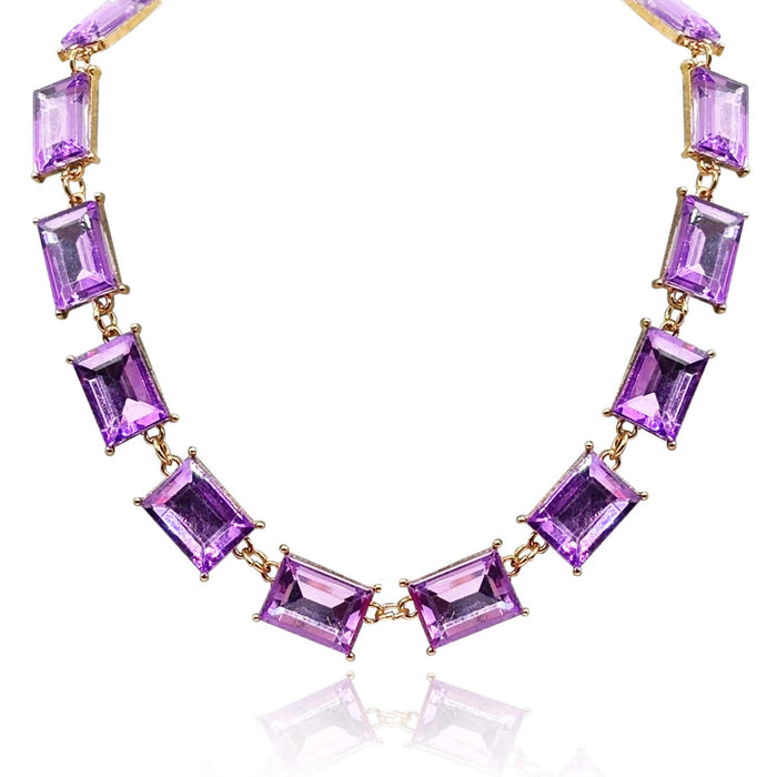 Light Amethyst Crystal Octagon Necklace