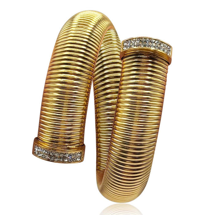 Gold Plated Sixteen Millimeter Cobra Bracelet With Pave Tips