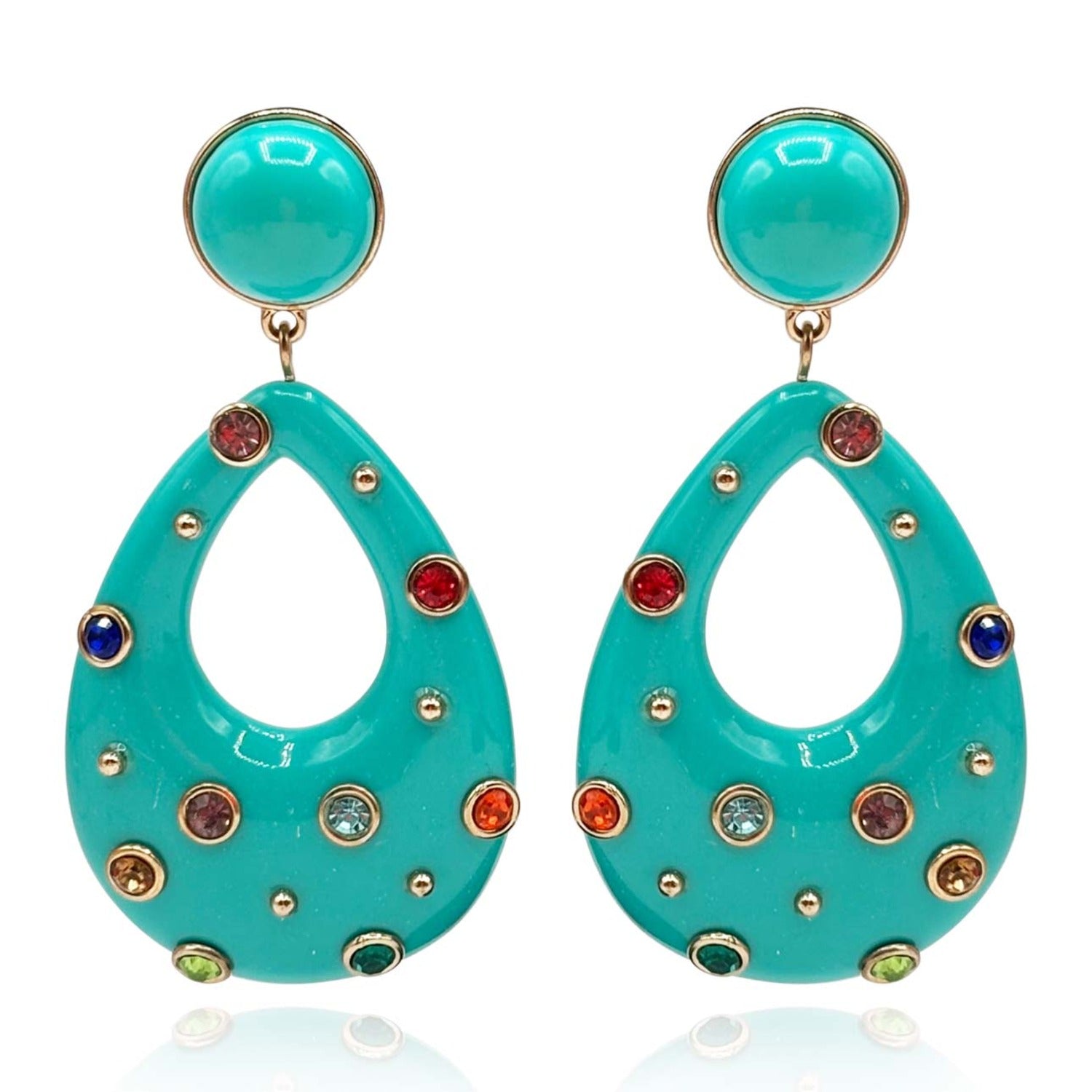 Estelle Studded Turquoise Resin Large Hoop Earrings