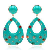 Studded Turquoise Resin Large Hoop Earrings