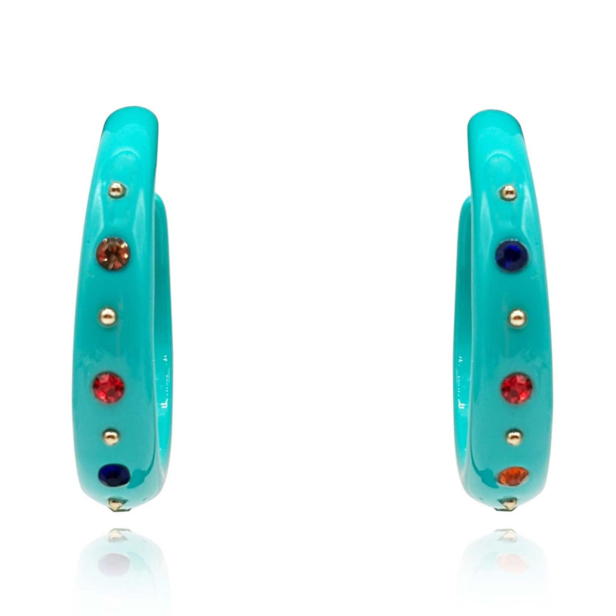 Large Turquoise Studded Resin Hoop Earrings