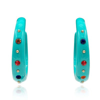 Large Turquoise Studded Resin Hoop Earrings