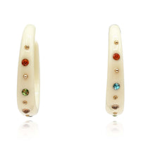 Large Ivory Studded Resin Hoop Earrings