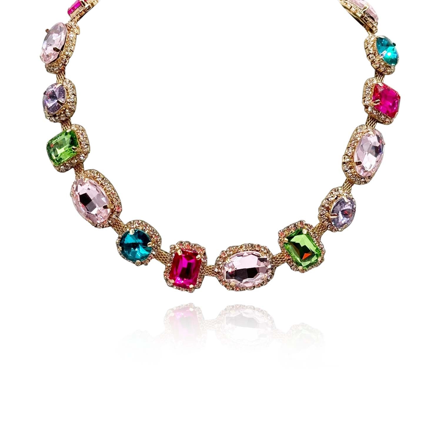 Maureen Multi Pastel And Bright Faceted Stone Necklace