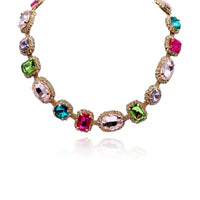 Multi Pastel And Bright Faceted Stone Necklace