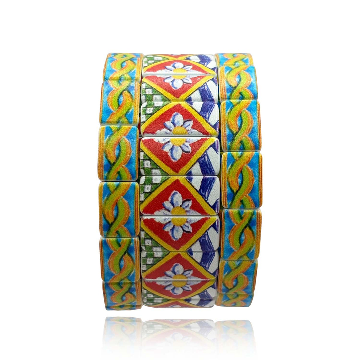 Florentine Design Multi Color Stretch Braclet Set