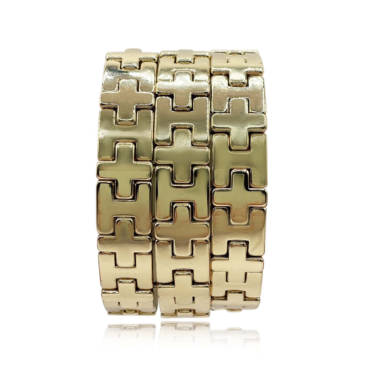 Three Piece Gold Plated H Design Bracelets