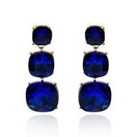 Triple Cushion Shape Sapphire Drop Earrings