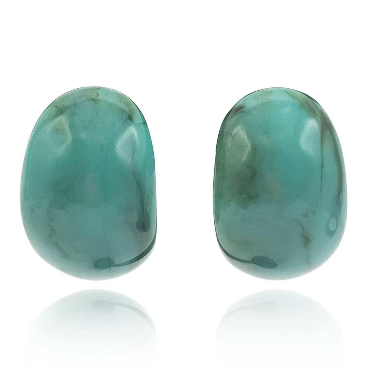 Turquoise Marbled Resin Semi Hoop Clip On Earrings