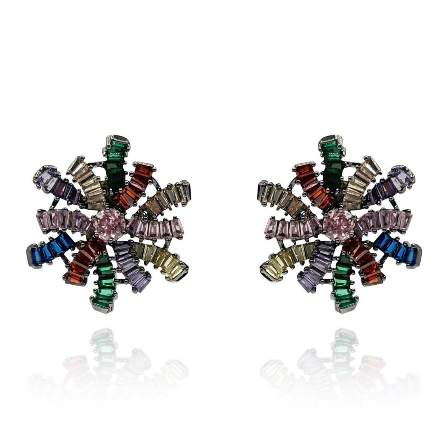 Pendientes de clip Gertrude con baguette multicolor