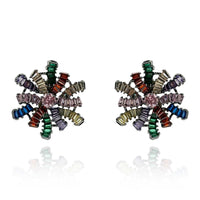 Multi Color Baguette Clip On Earring