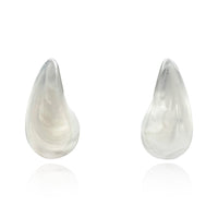 White Resin Pierced Hoop Earrings