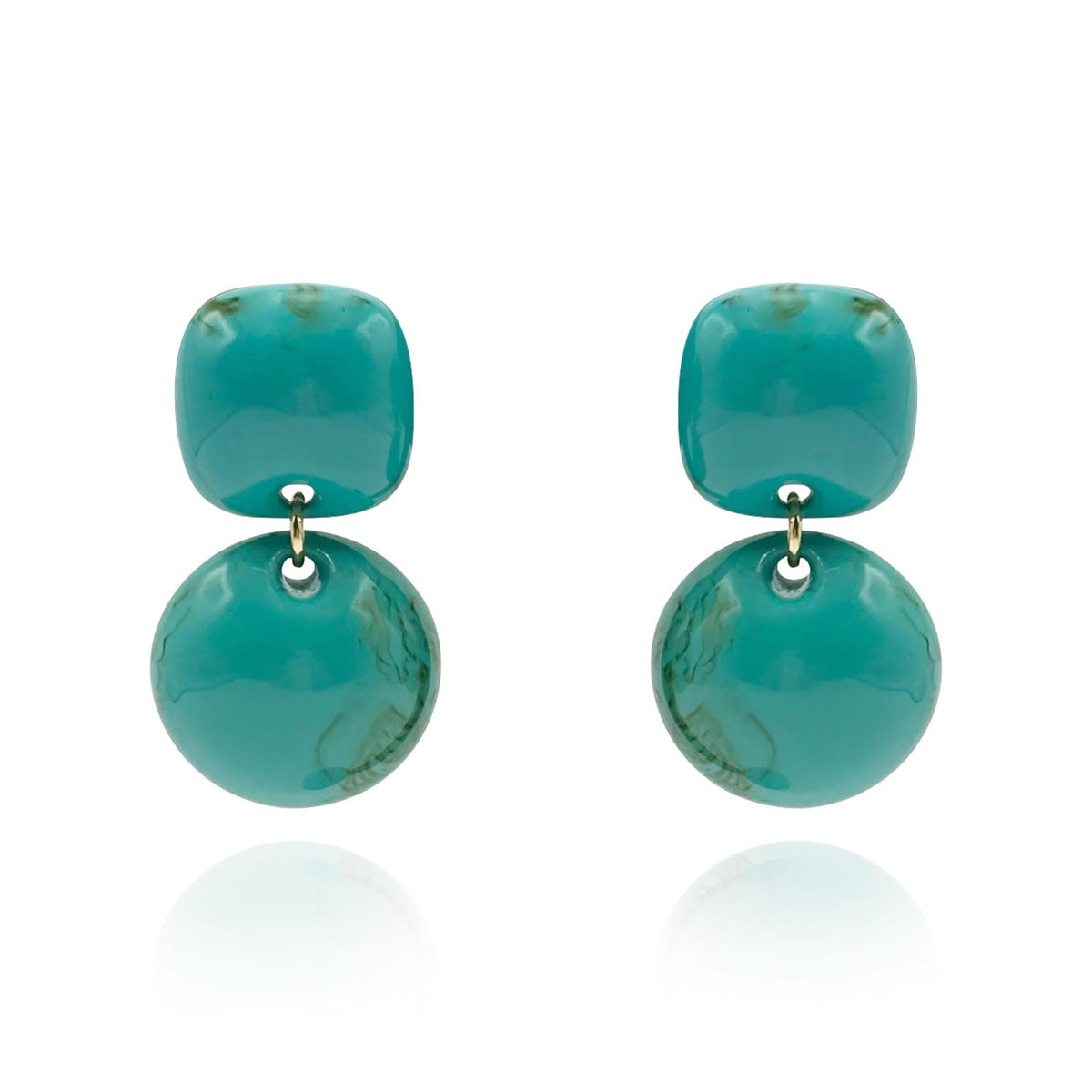 Turquoise Small Resin Clip-On Drop Earrings