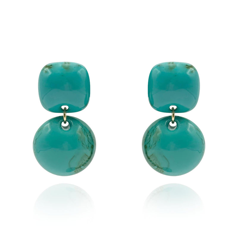 Turquoise Small Resin Clip-On Drop Earrings