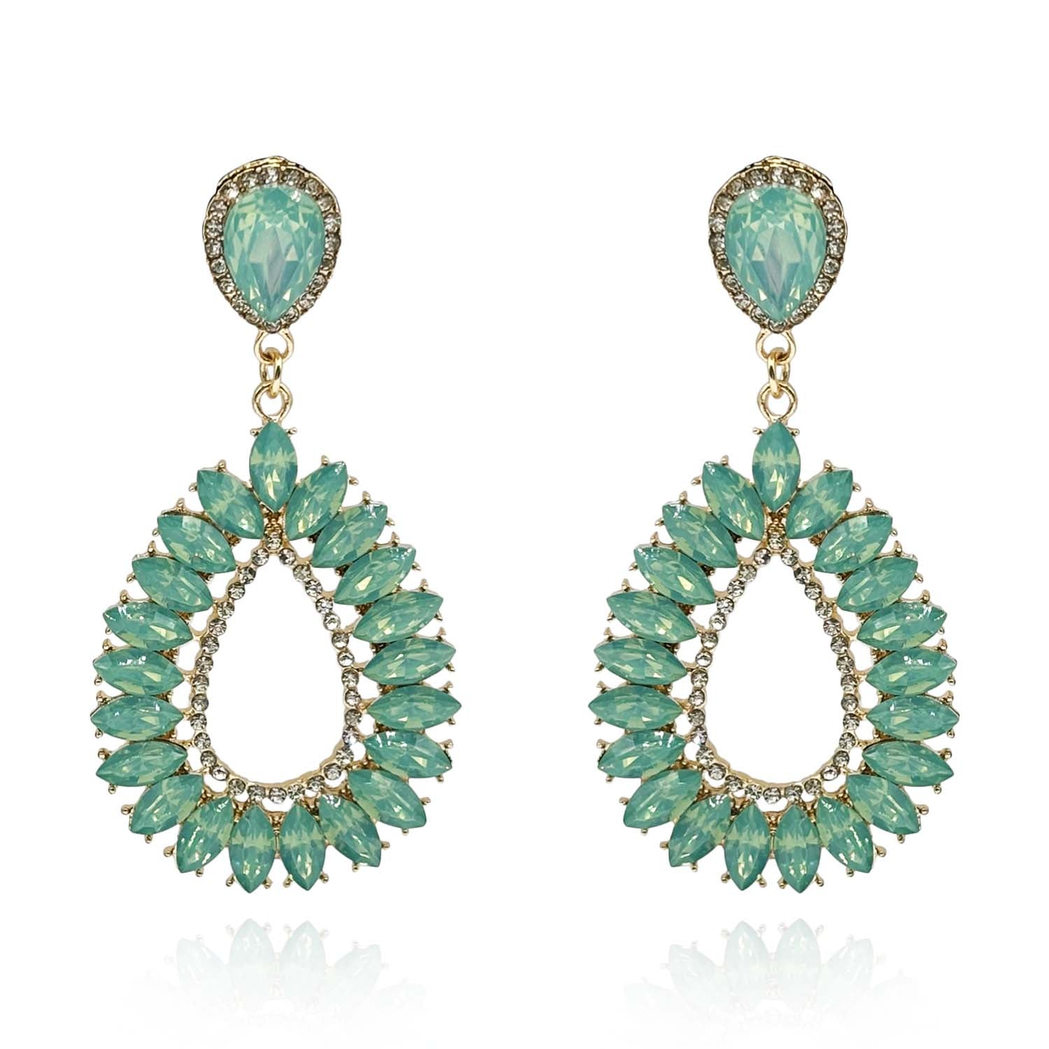 Pendientes colgantes de cristal Lorenza Aqua Navette