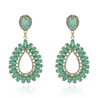 Aqua Navette Crystal Drop Earrings