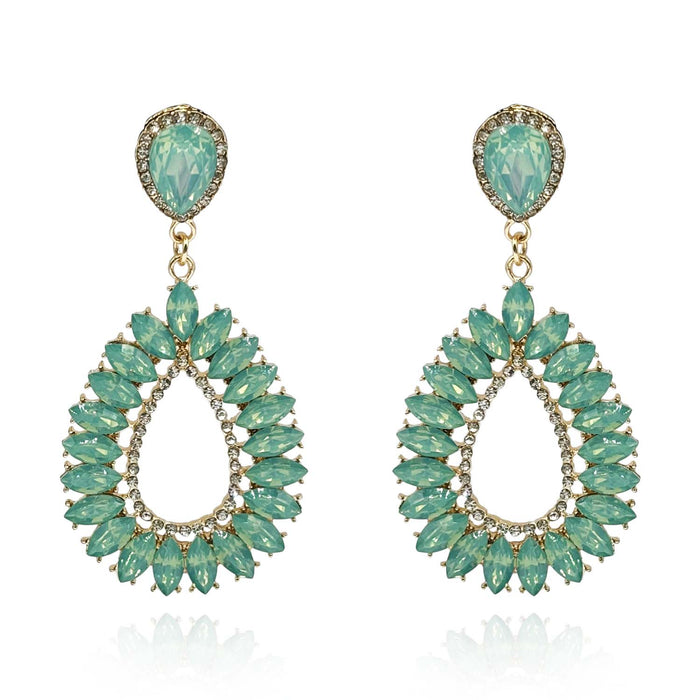 Aqua Navette Crystal Drop Earrings