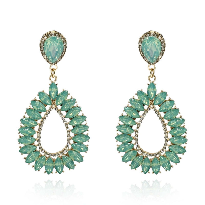 Aqua Navette Crystal Drop Earrings