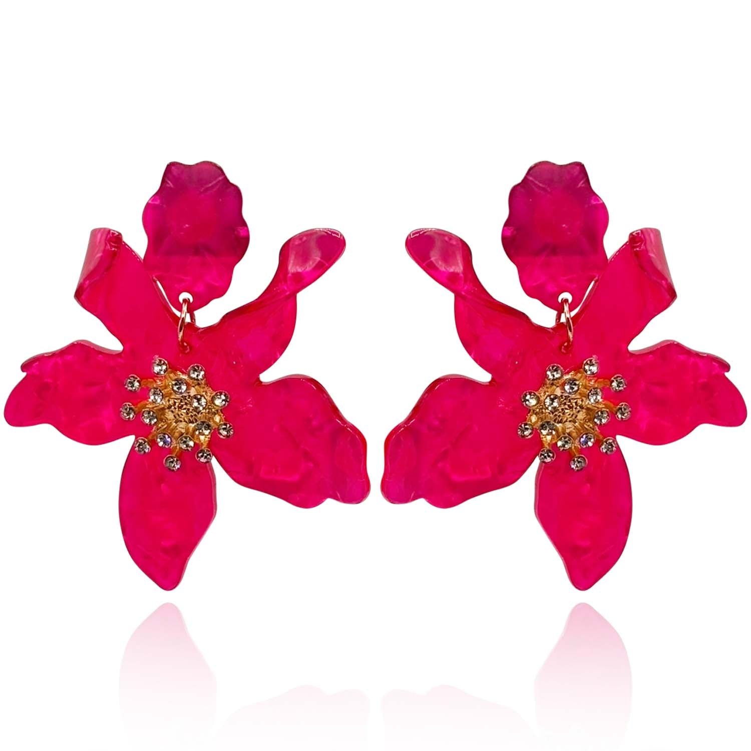 Aurelia Fuschia Floral Resin Drop Earrings
