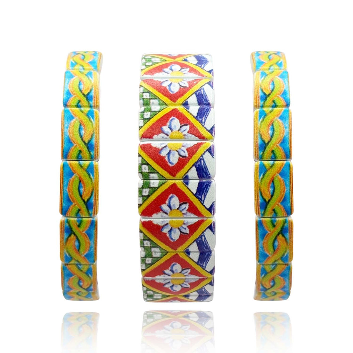 Florentine Design Multi Color Stretch Braclet Set